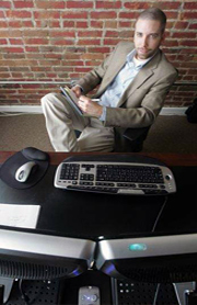 Robert Theodorow works Friday at his Stormfront Productions office in Lafayette (By Jordan Karthol / Journal & Courier)